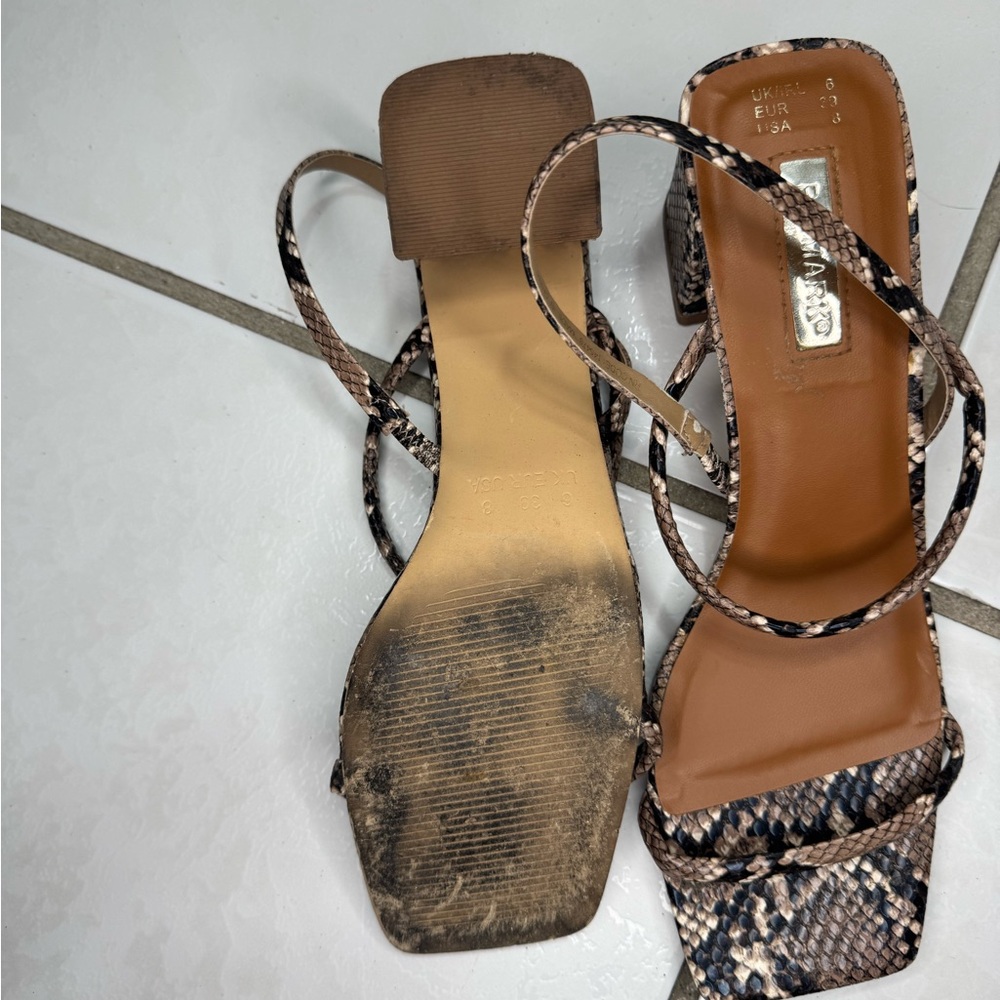 Primark Snakeskin Strappy Heels - Tan and Black - Picture 10 of 10